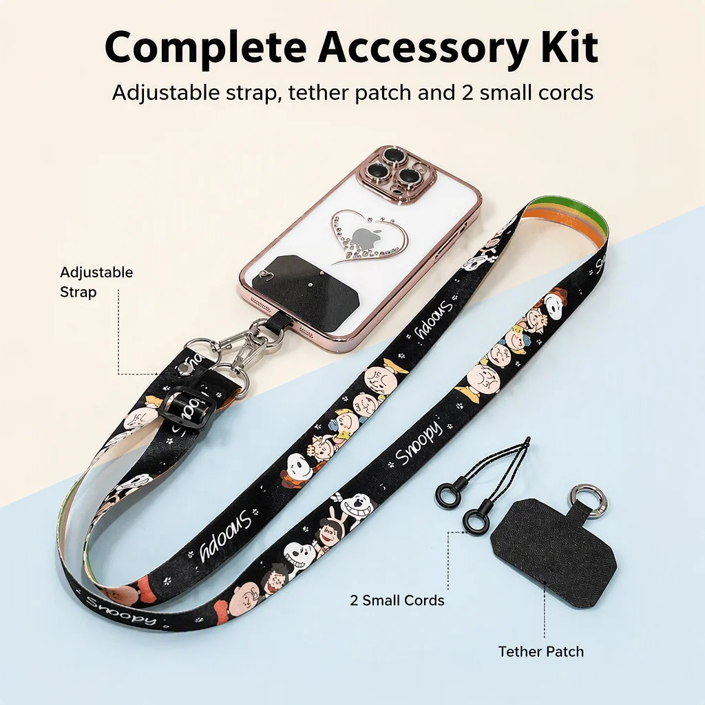 Adjustable New Anti-Lost Necklace Lanyard Crossbody Mobile Cellphone Tether Metallic Phone Charm Straps for iPhone Accessory