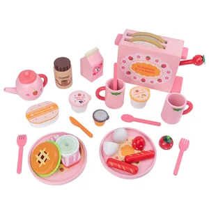 Strawberry Bread Make Kitchen Toy Set Custom Kids Wooden Toaster Pretend Play Toys