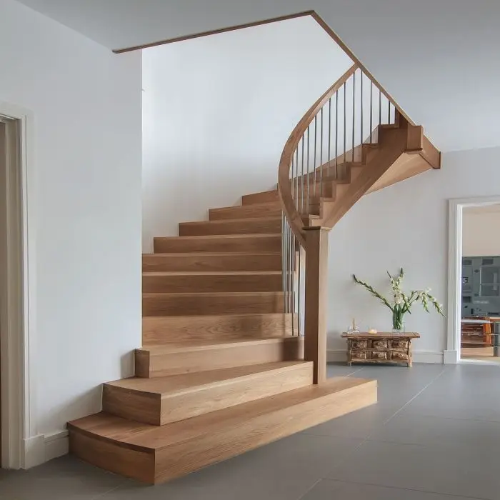 high quality wrought iron stairs indoor teak wood staircase curved stairs spiral staircase handrail details