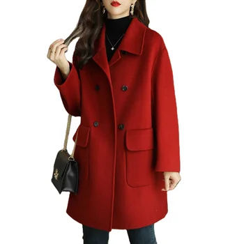 2022 Wholesale Cheap Price Hot Sale autumn and winter thickened women's trench coats slim medium and long korean coat for ladies