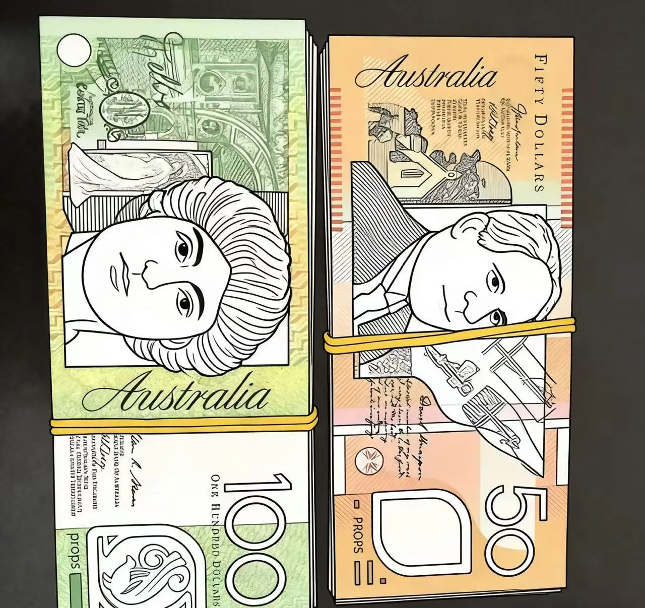 50张/袋澳元仿真塑料货币澳元道具钞票20 50 100美元仿真澳元钞票仿古效果非真钞| Alibaba.com