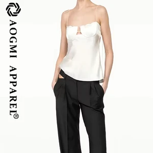 Haute Couture Eco-Friendly Casual Ladies Silk Scallop Trim Exquisite Detail Short CAMIS