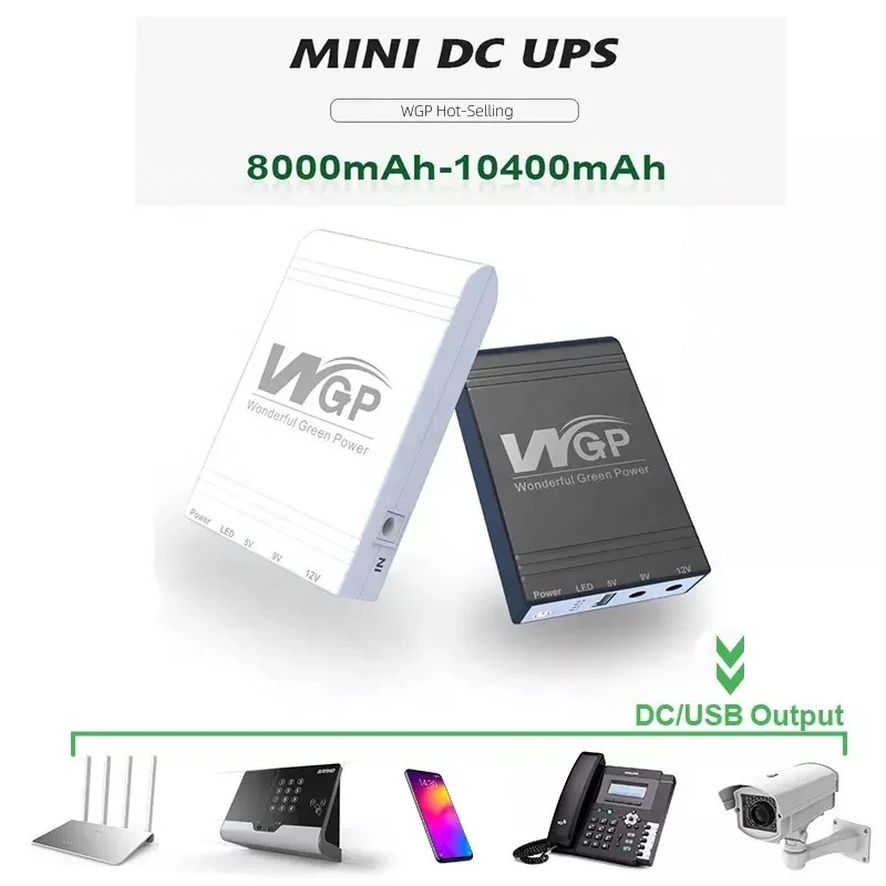 WGP Multiple Outputs Battery Wifi Backup Power Supply System Online 5V 9V 12V USB DC Mini UPS for CCTV Camera WiFi Router Modem