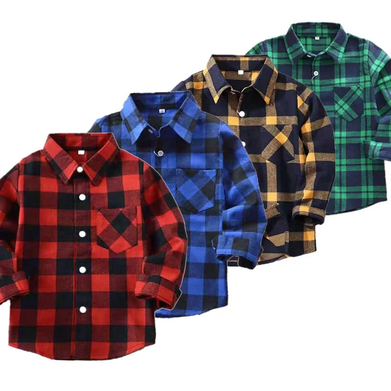 Boys factory Girls Plaid Shirts Children Long Sleeves Tops Spring Casual