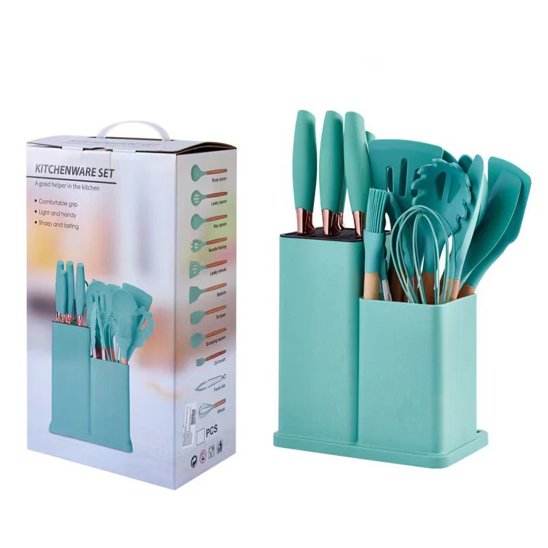 Kitchenware Set Nice Looking 2023 New Style Black Pink Green Luxury Premium Kitchen Tools Set Silicone Cooking Utensils Set