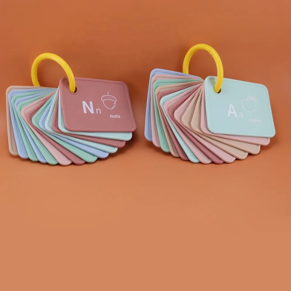 Washable Eco Friendly Reusable Alphabet Flash Cards Preschool Silicone Flashcards for Baby Educational Learning Alphabet Toys