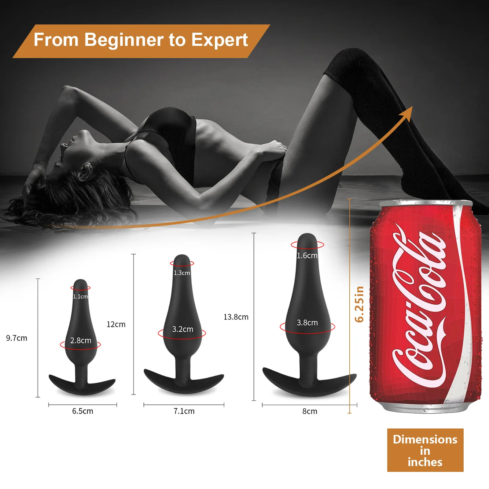 Sexbey's Latest Design 3 Sets of Butt Anal Plug Sex Toys Black Silicone Adult Toys Male Female Male Female Massage Anal Plug