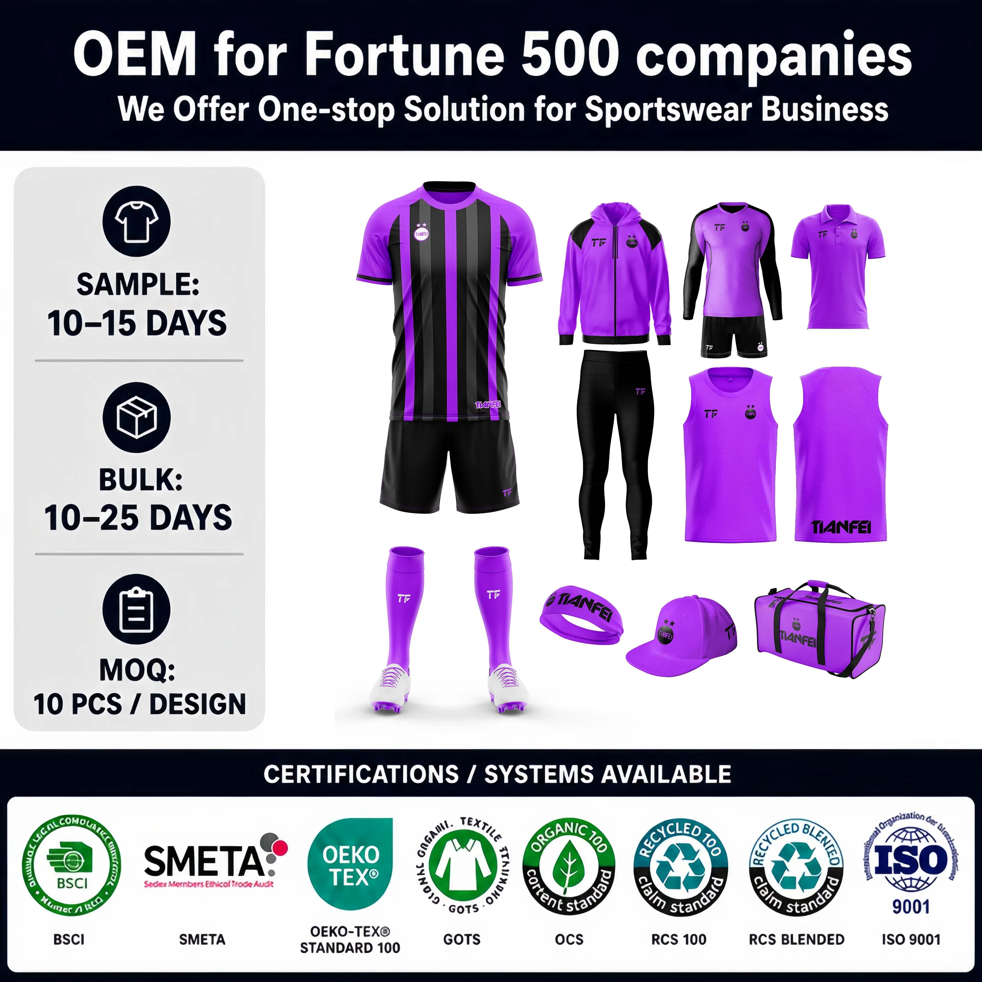 TF Customized Soccer Shirt Wear Football Kit Quick Drying Football Shirt Football Uniforms Set Sublimated Purple Soccer Jersey