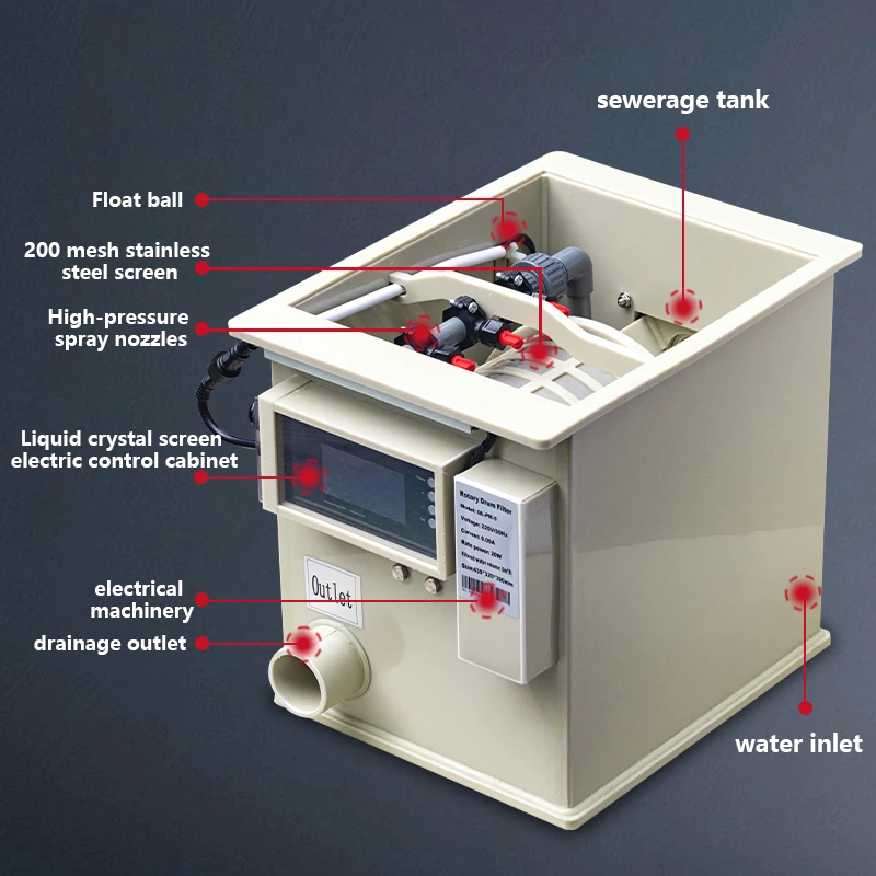 Qlozone家庭用水族館鯉池回転ドラムフィルター水槽小型魚池フィルター