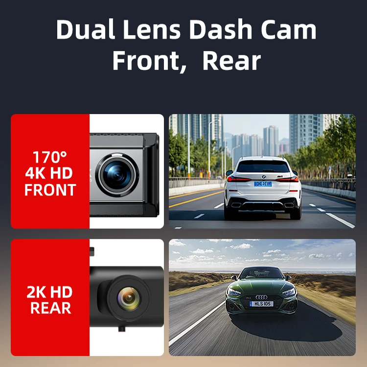 4K+2K 2 Channel Dash Cam 170° WiFi GPS Front /back 2160P+1440P Two-Way Car Camera Night Emergency Lock Park for High Efficient supplier