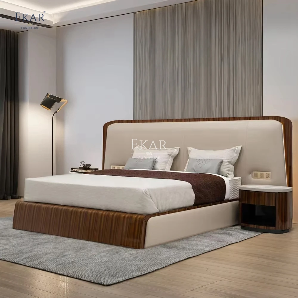 Modern Stylish Wide-Screen Solid Wood Bed Soft Functional Design for Bedroom Comfort details