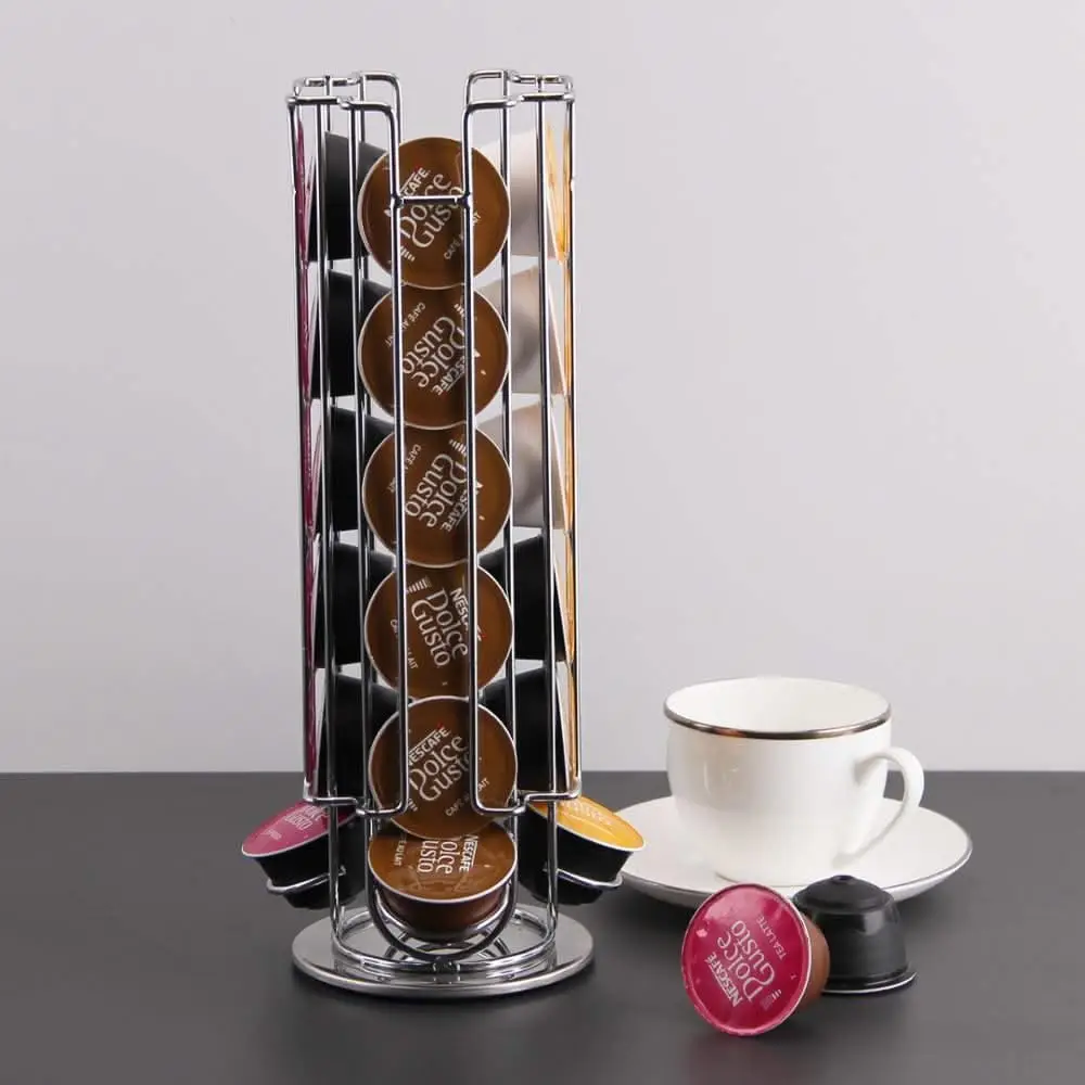 Verdikte metalen koffiecapsulehouder 360 graden draaibare koffiepadhouder voor desktoporganizer 24 Dolce Gusto