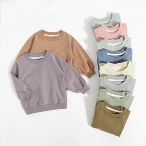 Good Quality Baby T-Shirts Private Label Solid Kids Clothes Jumper Long Sleeve Organic Cotton Sweatshirt Spring T-Shirt for Baby