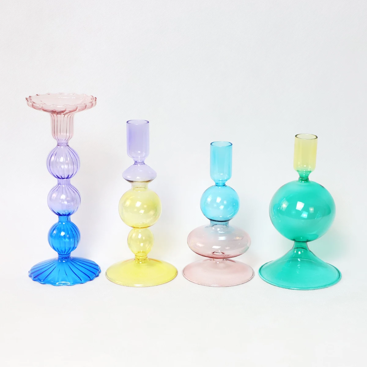 Elegant Dinner Party Decoration Glass Taper Candle Holder Candle Stand Set supplier