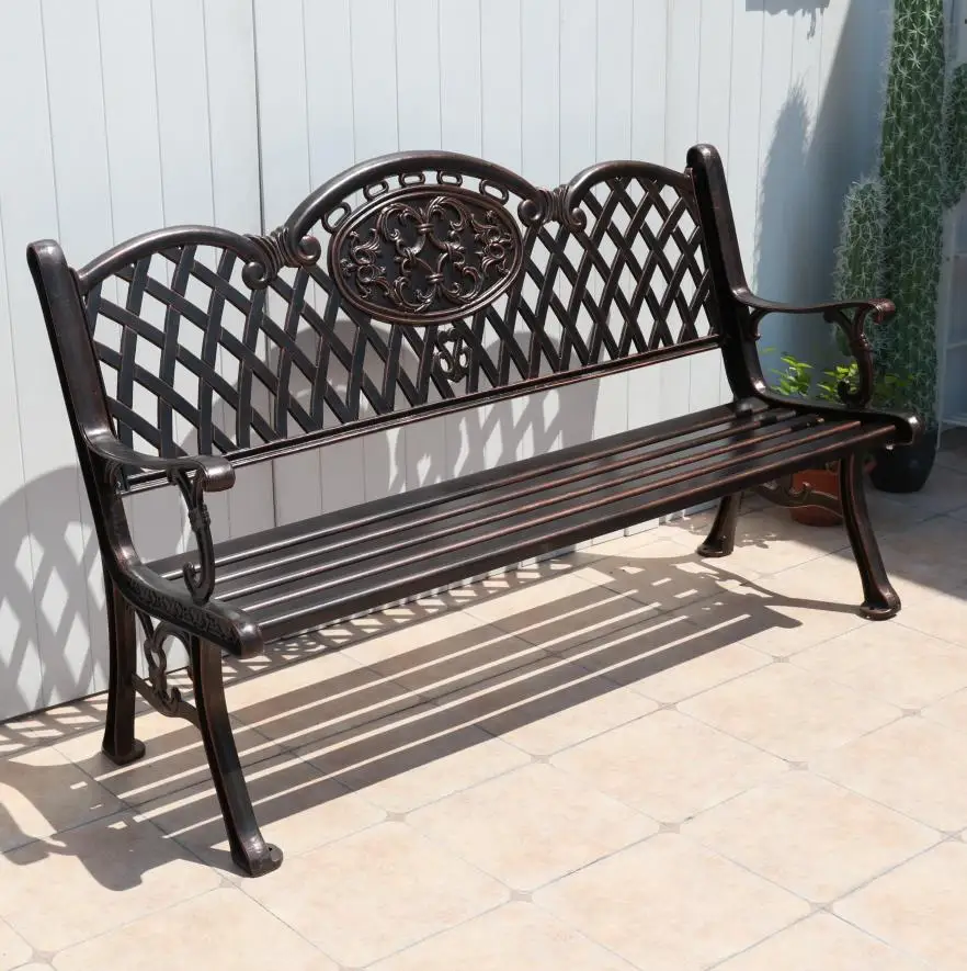 黑色前院仿古锻铁复古公园花园露台长凳座椅
