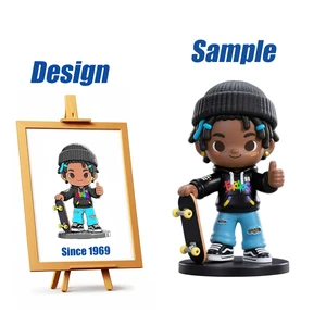 Shengye OEM Factory Custom 3d Designer Fashion PVC Skateboard Boy Figurine Resin Craft Product Cartoon Sports Vinyl Figure Toys