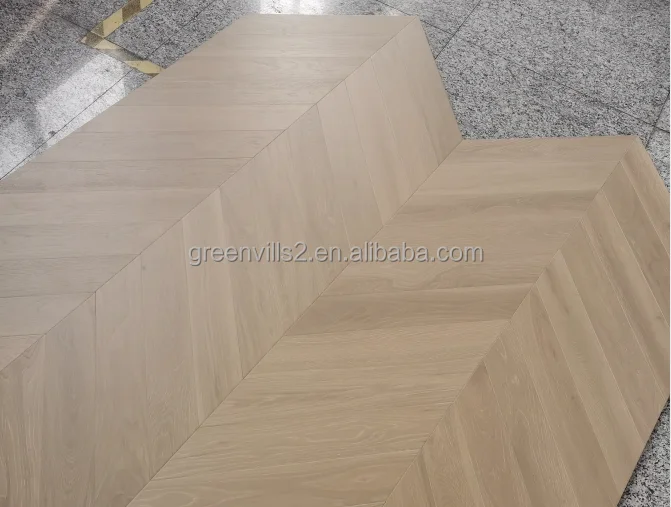 European Oak White Washed Herringbone,Fishbone Hardwood Flooring