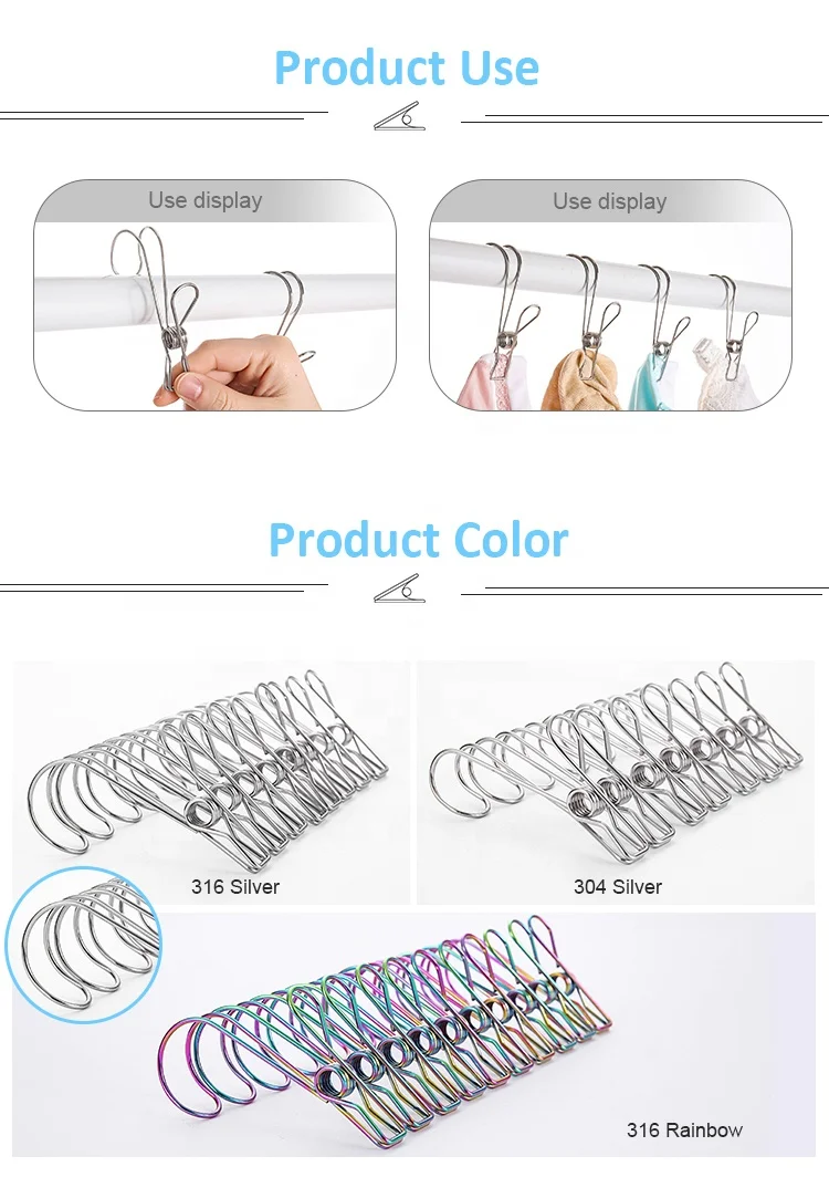 Популярный металлический морской 316 из нержавеющей стали большой пружинный колышек и 304 для одежды