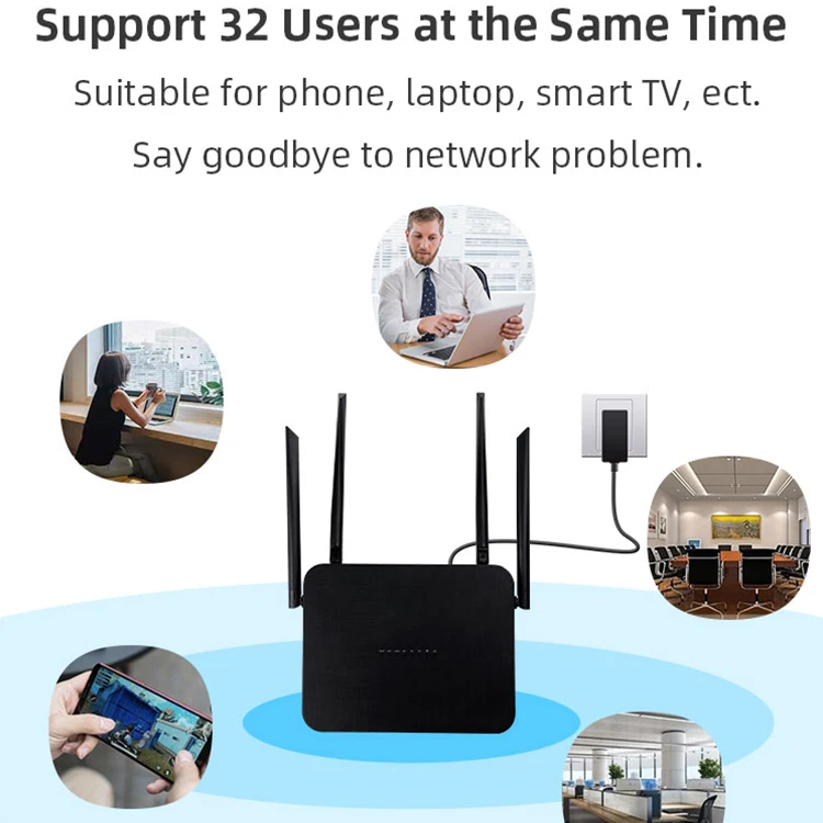 TUOSHI Wifi Unlock SIM Card Portable Mobile WiFi 4G LTE WiFi Router 4g Cpe Router 300mbps 32 Users Max