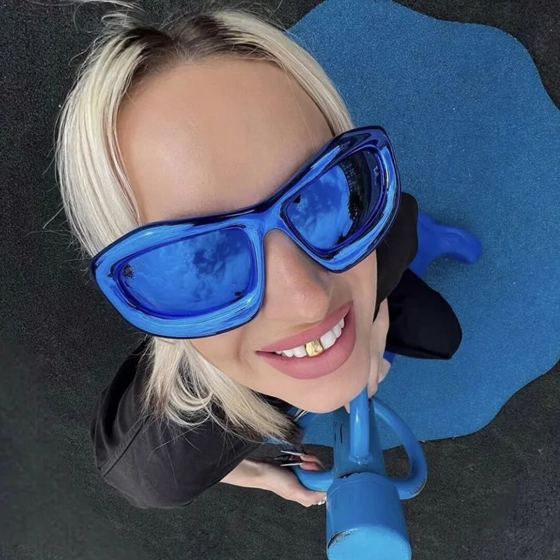 Steampunk Y2k Oval Wrap Around Sunglasses 2023 Men Women Shades Retro Frame Fashion Logo Custom