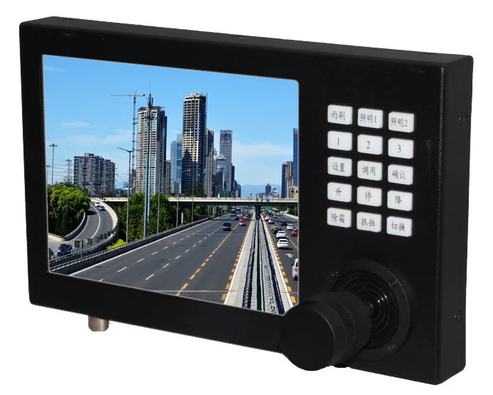 OKAF Network Keyboard 4D Joystick Control 8 Inch Color LCD Display Video Switcher IP PTZ Camera Controller