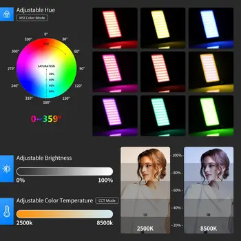 Neewer RGB LED Video Light, 12W RGB150 Full-Color Camera Light with Aluminum Alloy Body, CRI 97+, TLCI 97+, 2500~8500K, 3200mAh detail image