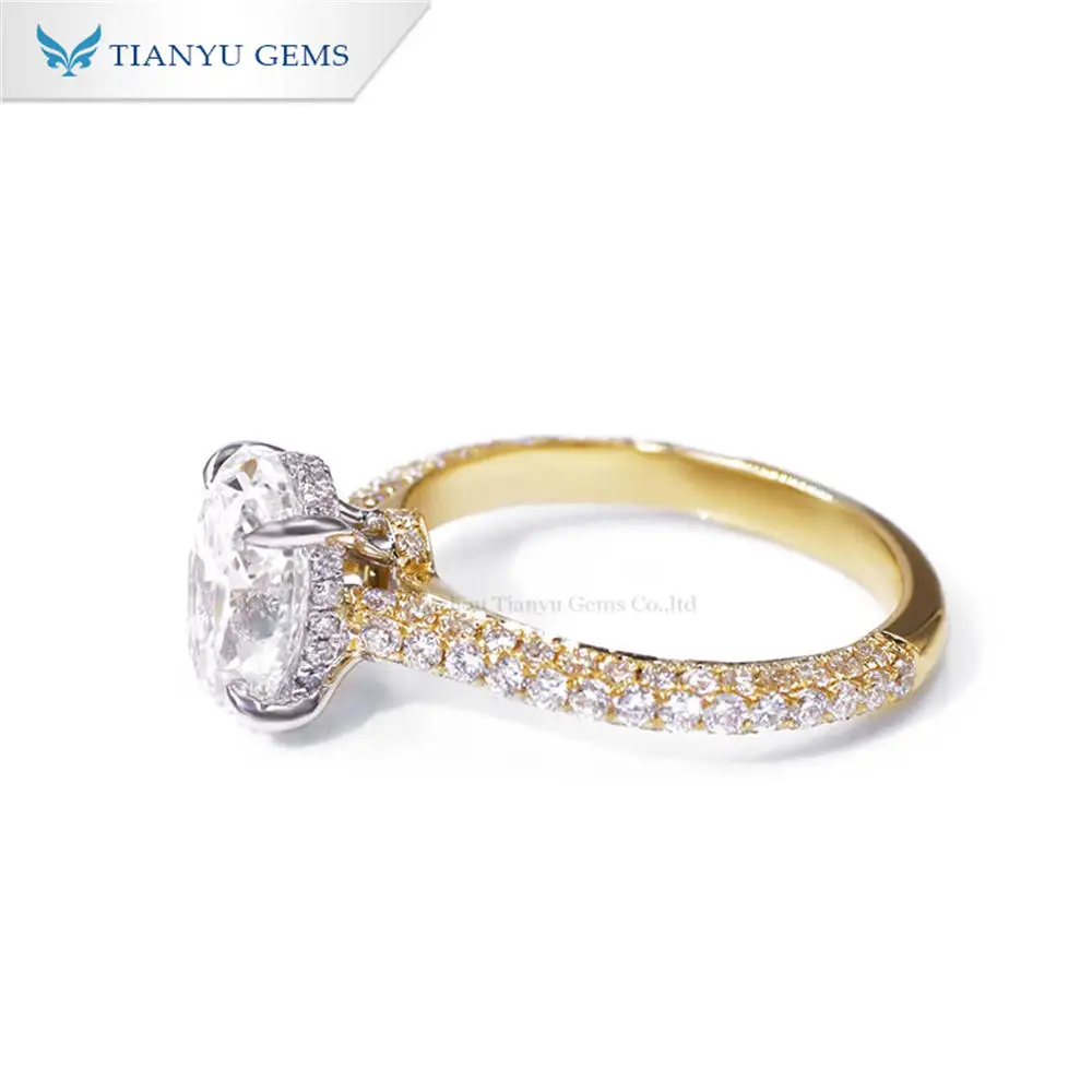 Tianyu Custom Jewelry 1 2 3 4 5 10 Carat Real 14K 18K Oval Lab Created CVD Wedding Solid Gold Lab Grown Diamond Engagement Ring