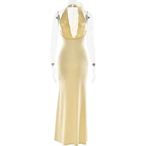 2026 Summer New Hot Sale Fashion Womens Clothing Solid Color Halter Neck Backless Hip Dress