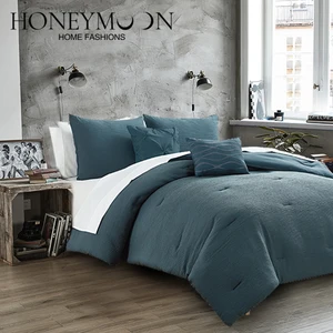 CozyLux Seersucker Queen Size Bedcover 5pcs Comforter Sets  Dec Emboreidery and Pinktuck Dec Pillow