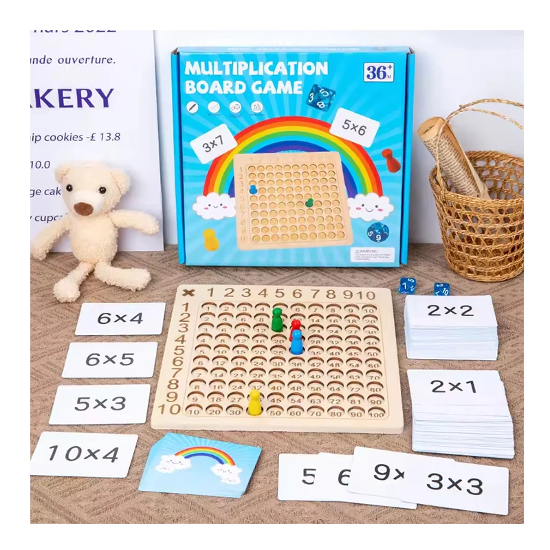 Jeu de société de multiplication Montessori personnalisé Jouets éducatifs précoces unisexes en bois 2-4 ans Enseignement des mathématiques en gros