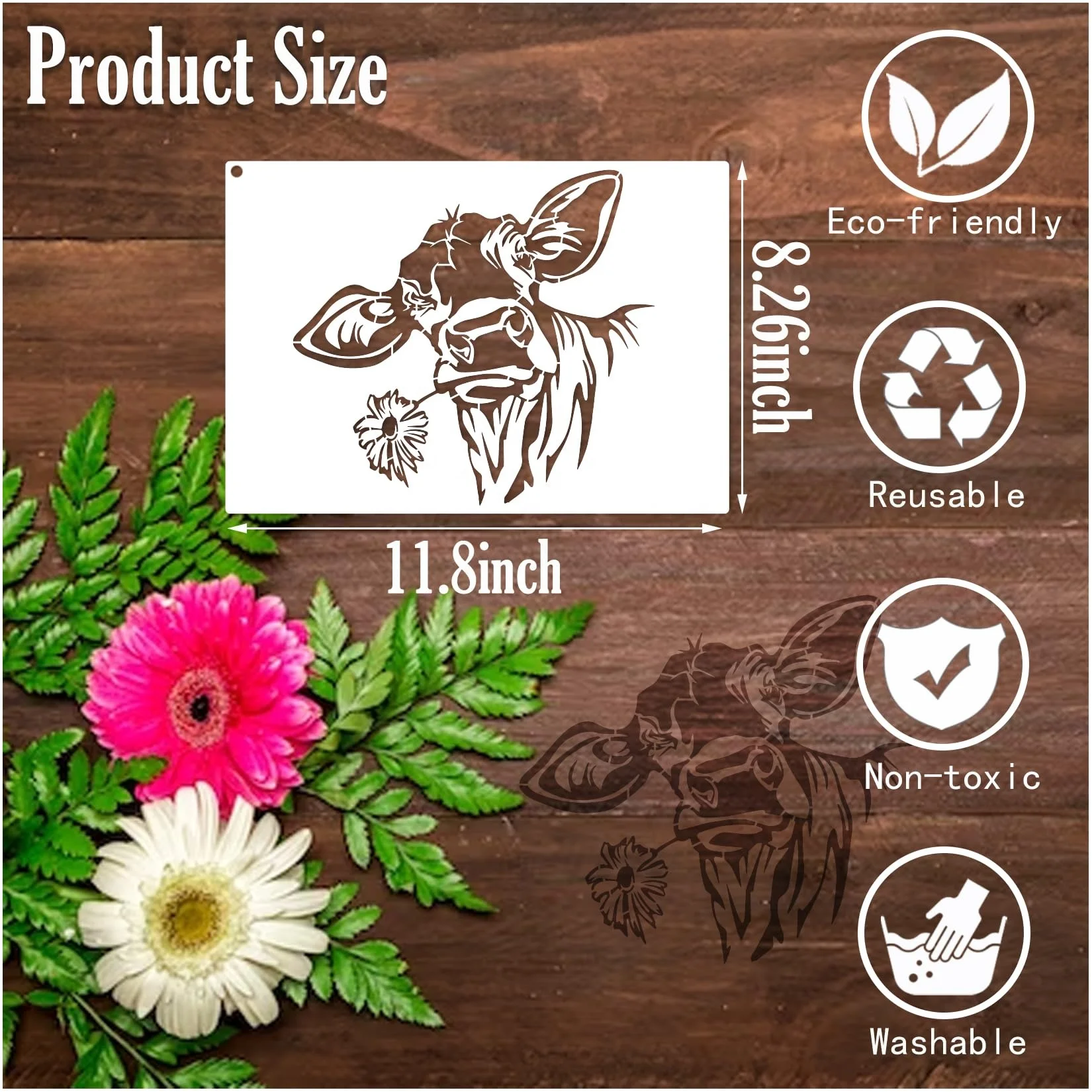 Highland Cow Stencil - A5 Size Mylar Reusable Stencil For Wall Art, Painting, Crafts (Design 120x108mm)