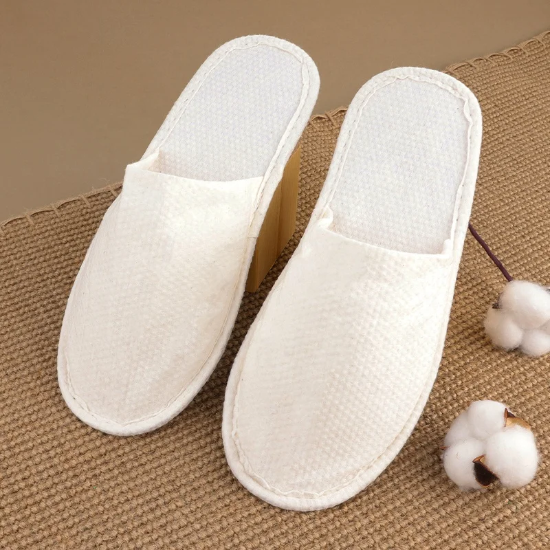 Custom Spa Guest Comfortable White Open Toe Four Season Bathroom Soft  Slippers for Hotel Disposable