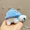 Plush turtle-silver chain solid blue