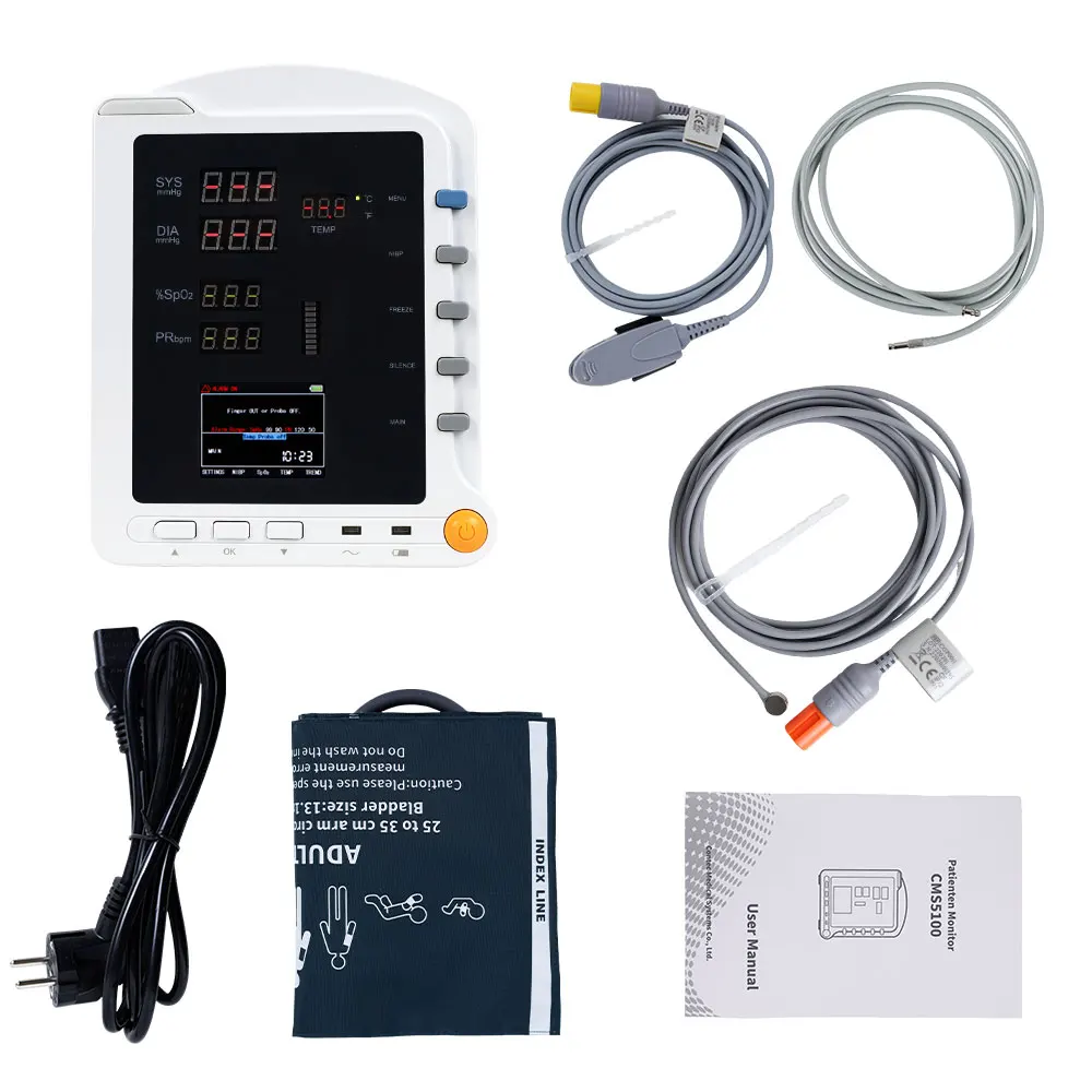 CONTEC CMS5100 светодиодный дисплей портативный монитор жизненно важных сигналов медицинское оборудование для скорой помощи