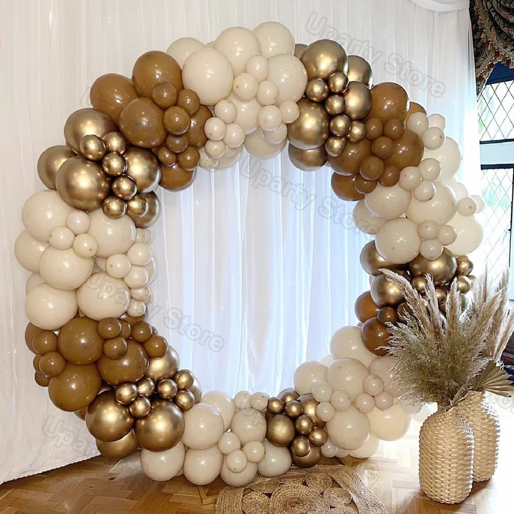  LyzzGlobo Boho Brown Balloon Garland Kit, Sand White Matte Gold  Cream Coffee Balloons Arch for Baby Shower Birthday Wedding Party  Decoration : Home & Kitchen