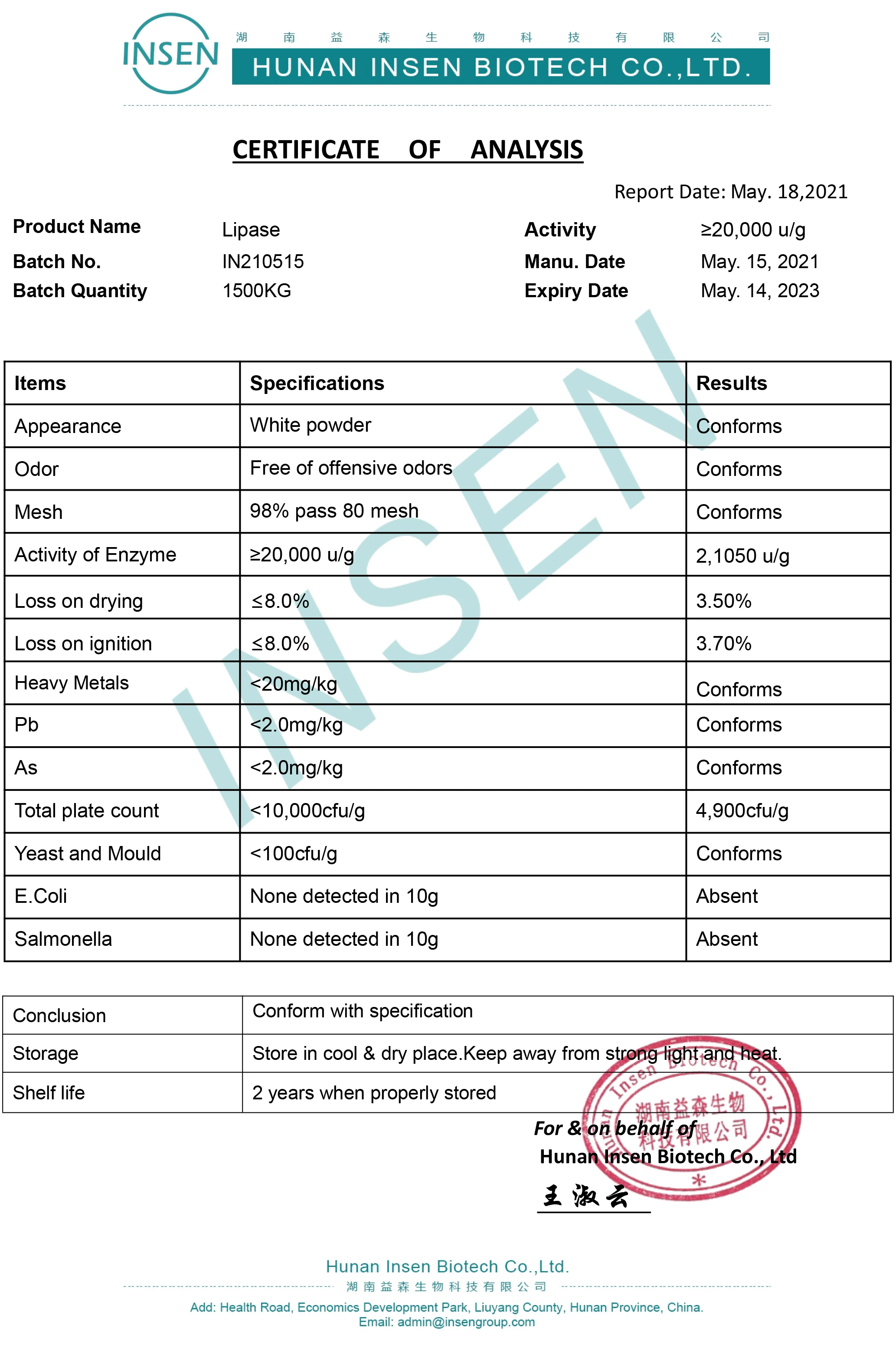 Insen Provide Kind Enzyme Activity Lipase Powder Lipase Enzyme Buy
