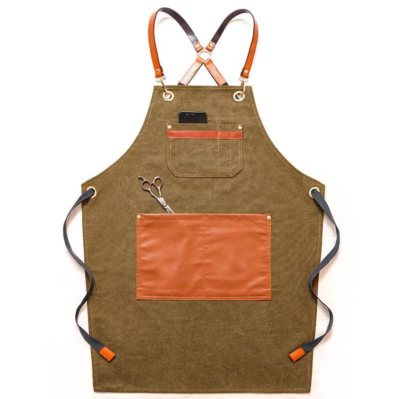 Denim apron restaurant floral milk tea shop barista hairdressing manicure men and women work clothes apron custom logo