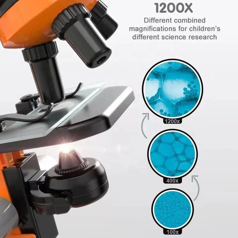 Microscope Enfant 60x-120x – LED – STEM – Portable – Connectivité Smartphone – Découverte Scientifique – Cadeau 6-12 Ans