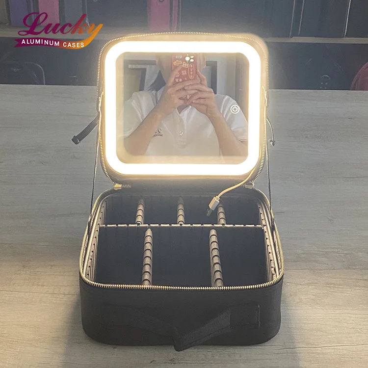 Portable Makeup Bag With Led Lighted Mirror For Travelling,Multi ...