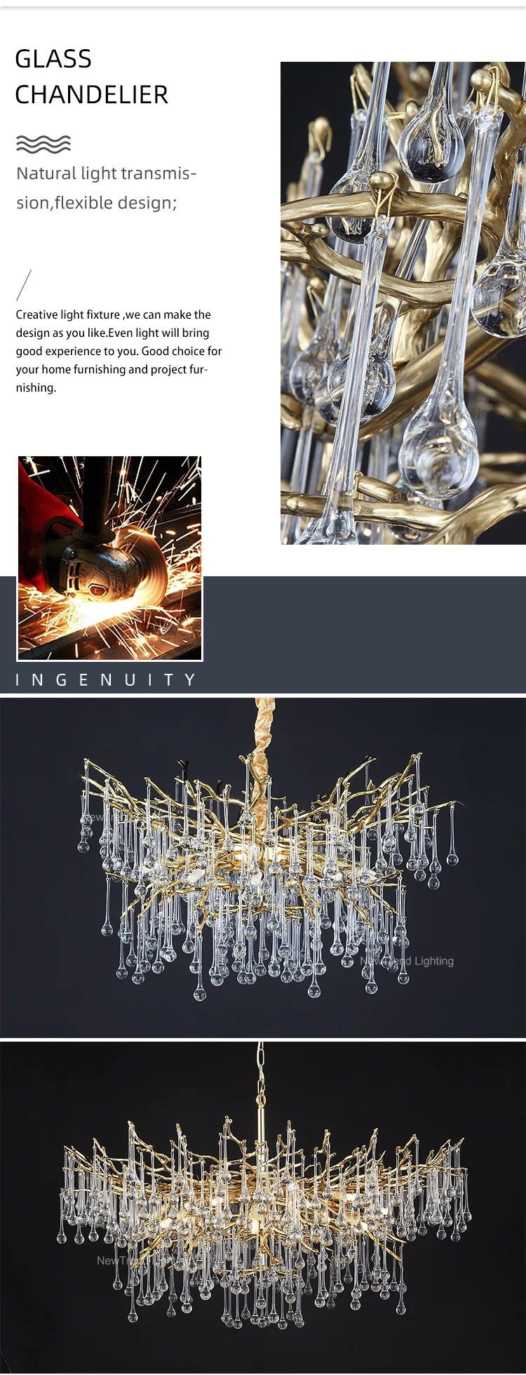 lc qm07 modern indoor decoration plating gold villa home living room dining living room glass branch led chandelier-1