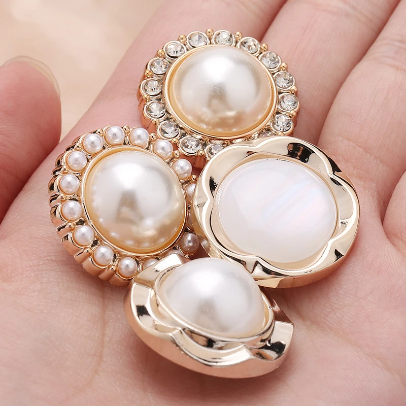 Designer Accessories for Clothes - Silver Gold Pearl Shank Buttons