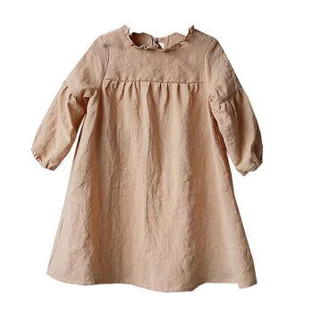 2024 spring and autumn new fashion baby dresses long-sleeved fungus collar back strap design baby doll girls princess dress