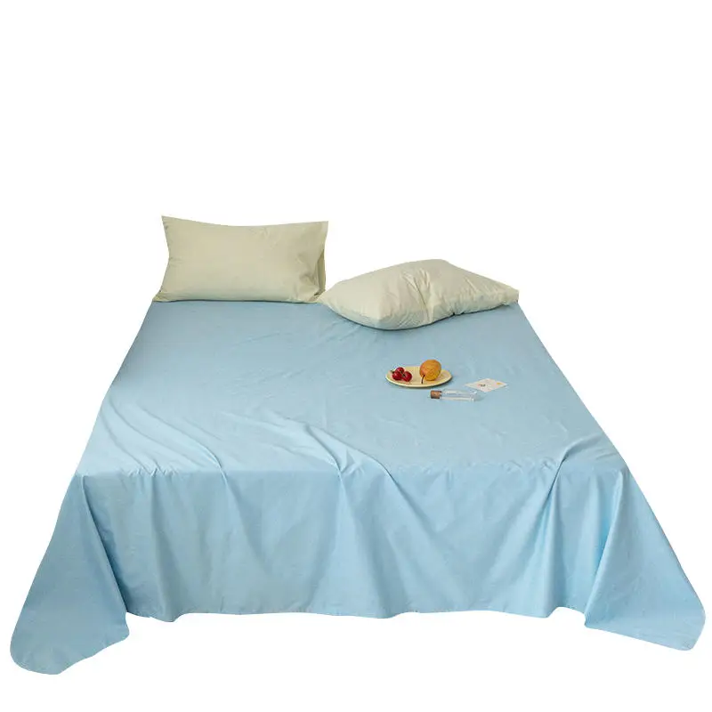 luxury simple pure cotton bed sheet solid color flat sheet
