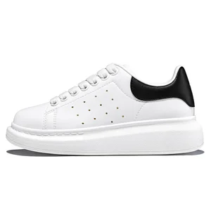 2026 New Cross-Border Breathable Thicksole Flat Heel White Pure Original Leather Upper Rubber Outsole Lace-Up Men Women Couple