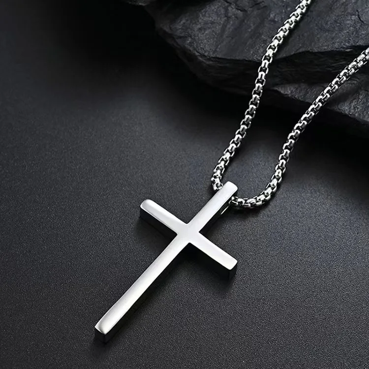 Riceel Collier Croix Acier Inoxydable Homme Femme - Chaîne Pendentif Classique Réglable