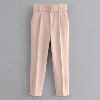 Womens Casual Pant Capris With Belt Chic Pant Trousers Streetwear Female Pant