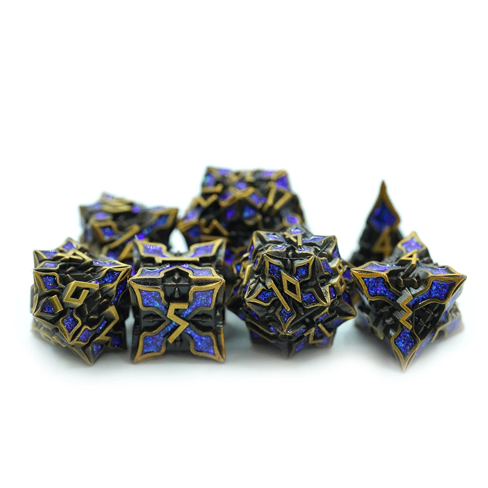 Custom D20 Rpg Game Dungeons & Dragons Sharp Edge Scale Dice Accessories Promotion Polyhedral Metal Dice Set