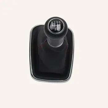 Gear Shift Knob Handle Lever for VW Golf IV 5/6 Speed Red seam With Leather Gaiter Boot Cover