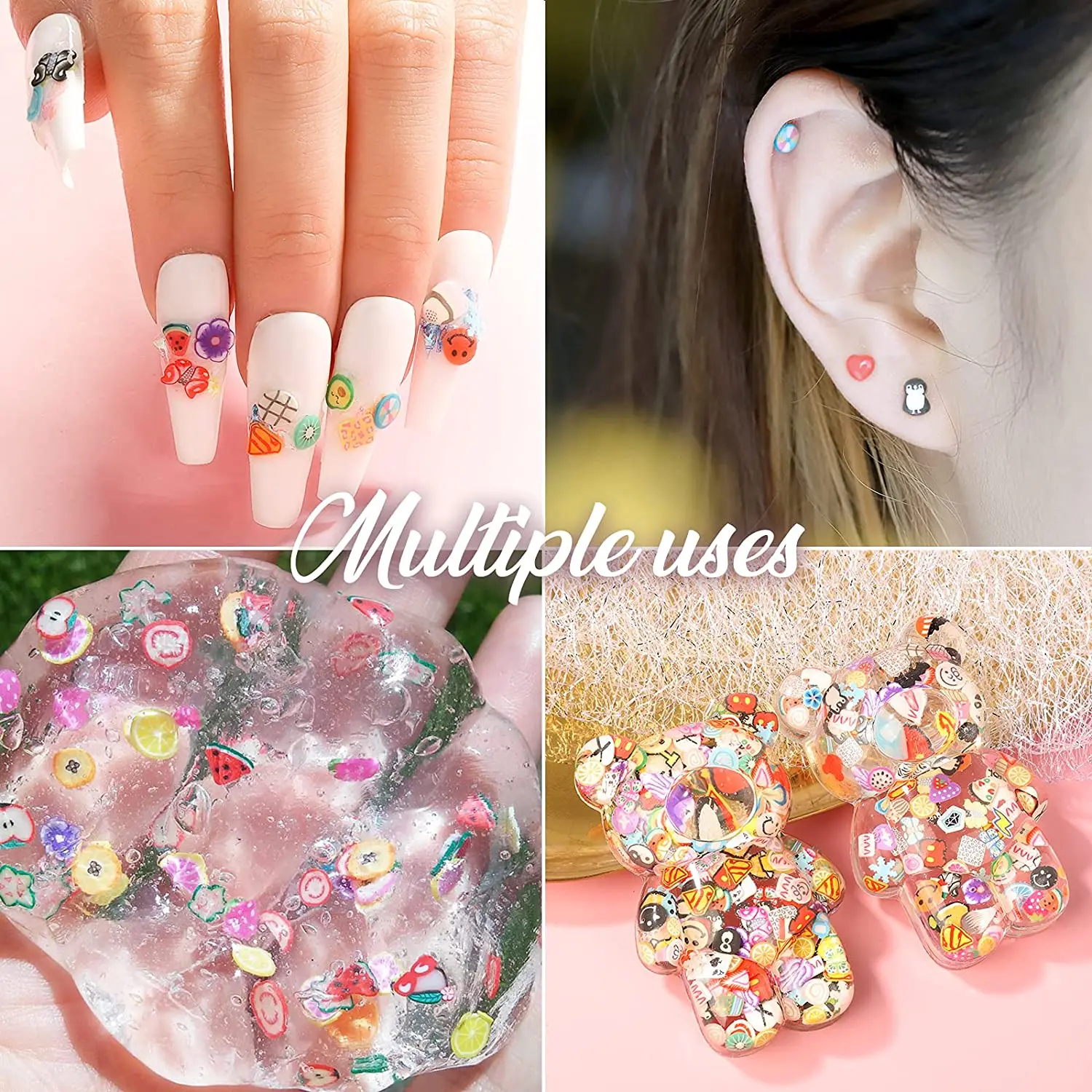 K1227 DIY Resin Decoration Nail Art Slice Colorful Happy Face Polymer Clay