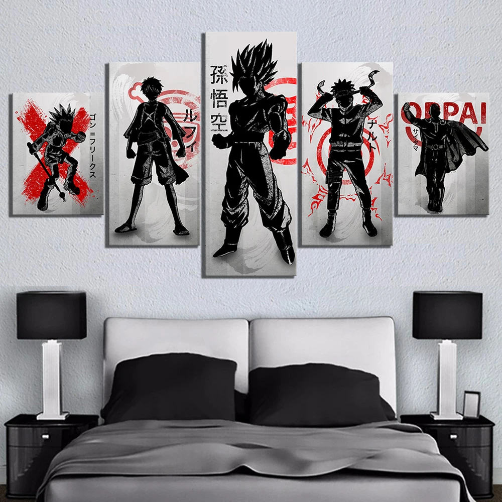 5 Pieces Anime Manga Cartoon Characters Artwork Canvas Paintings Dragon Ball One Piece Goku Naruto Luffy Wall Art For Home Decor Buy One Piece Art Oil Painting Canvas Art Paints Product On Alibaba Com